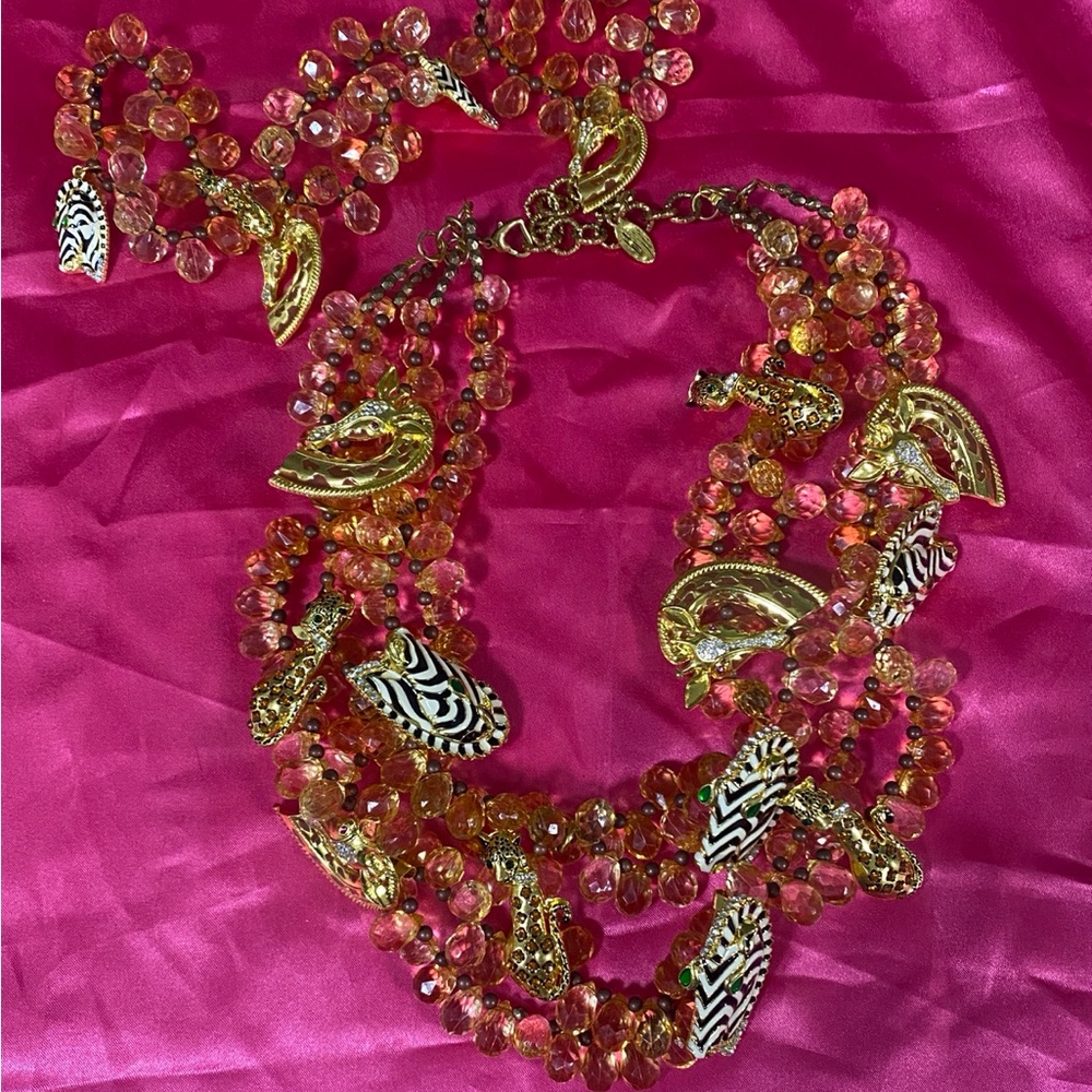 Sassy Jones Vibrant Gold and Pink Necklace